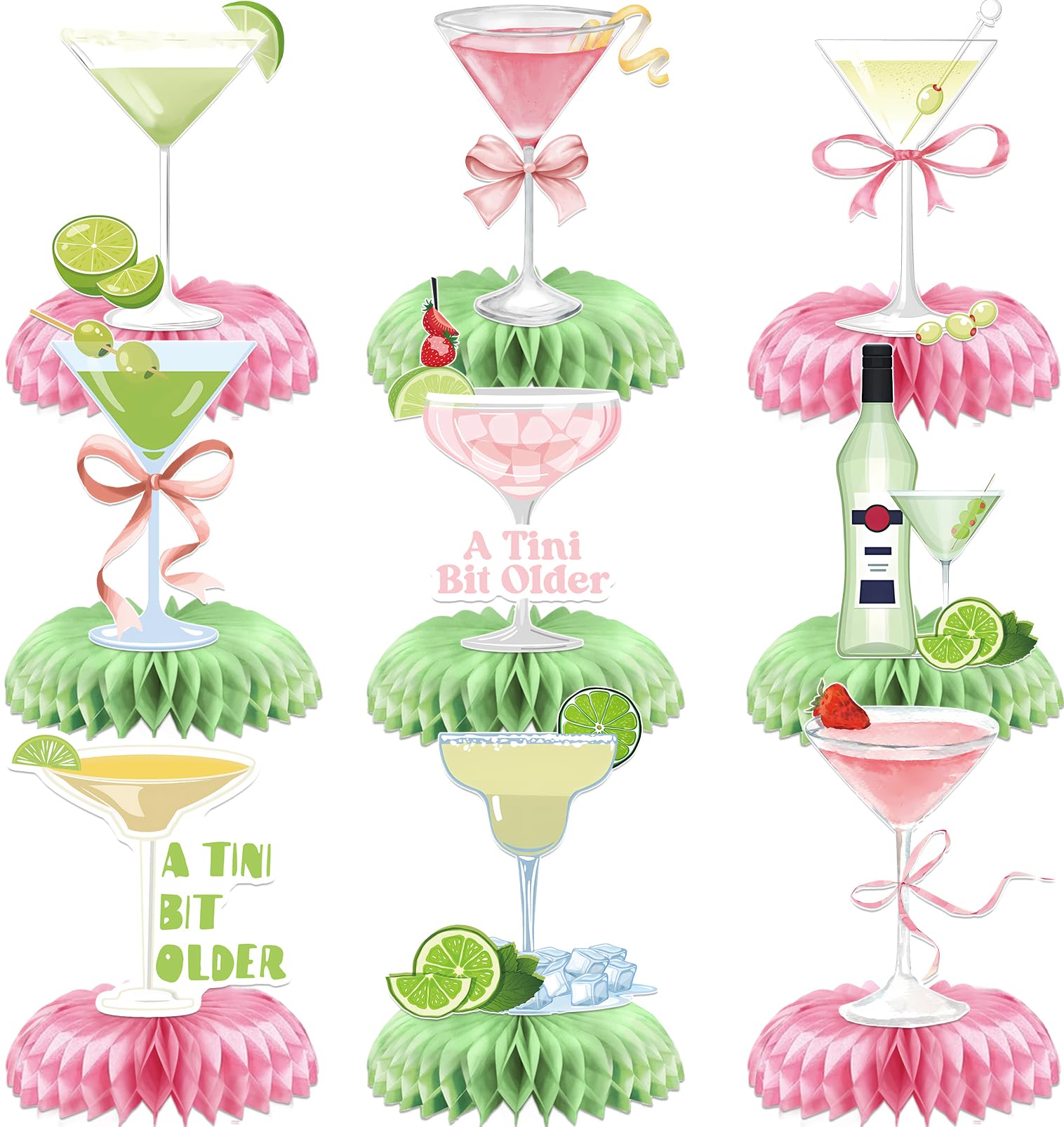 A Tiny Bit Older Honeycomb Centerpieces, Tiny Bit Older Party Decor, Martini Birthday Decorations, Martini Themed Party Decorations for Espresso Martini Party Decorations