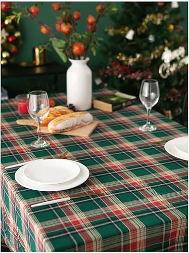 Miniatura 4 de Camino de mesa de Navidad, 2 paquetes de 13 x 84 pulgadas, caminos de mesa de Navidad a cuadros verdes para comedor, invierno, decoración de mesa