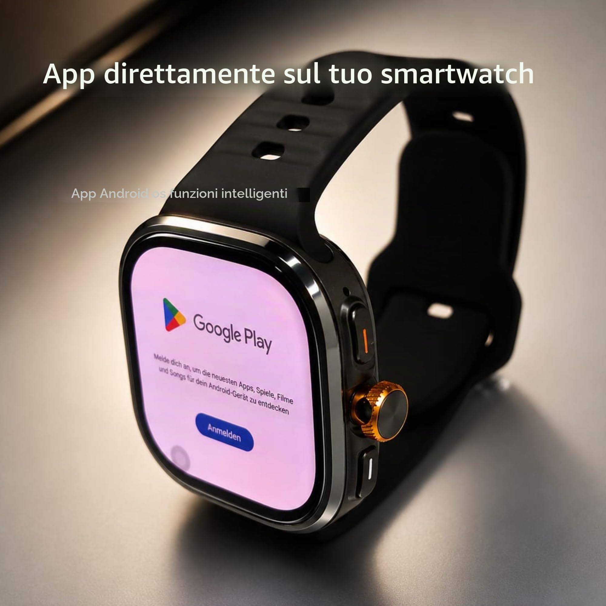 Premiums - Smartwatch Android da uomo e donna con SIM 4G, AMOLED Smart Watch con Play Store, Google Maps, fotocamera, GPS, Wi-Fi, chiamate Bluetooth, impermeabile, batteria da 1100 mAh, nero