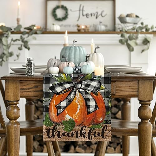 Miniatura 2 de Artoid Mode Camino de mesa de otoño agradecido con lazo, diseño de calabaza, Acción de Gracias, cocina, comedor, decoración para el hogar, fiesta,