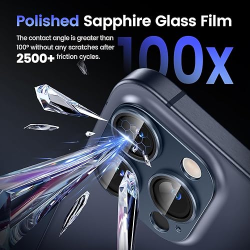 Miniatura 5 de Tensea Protector de lente de cámara para iPhone 15 ProiPhone 15 Pro Max, cubierta de vidrio templado de aleación de aluminio de metal, accesorios