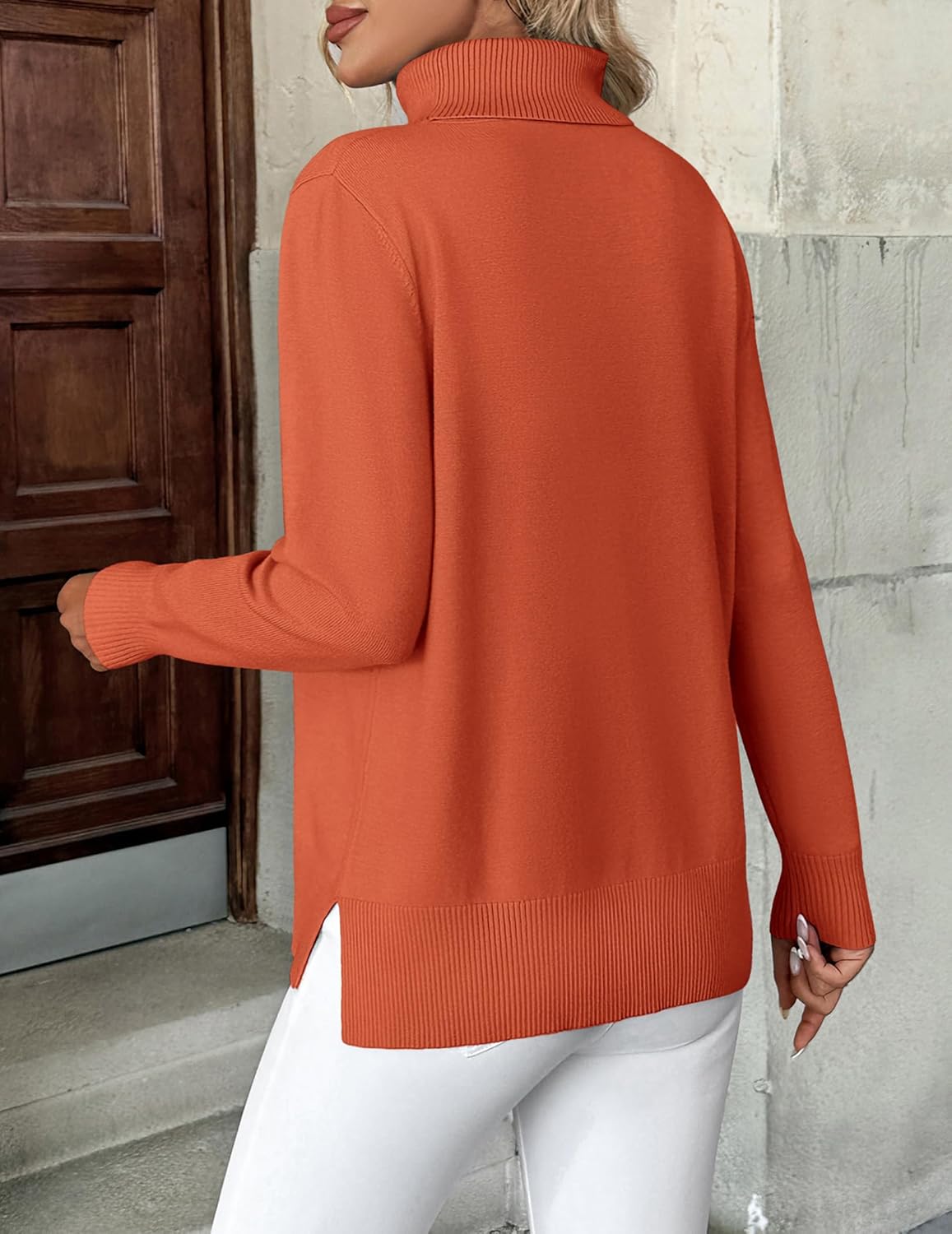 Zeagoo Women's Turtleneck Sweater Long Sleeve Spilt Hem Casual Knit Pullover Chunky Fall Winter Jumper Top 2026 - Image 5