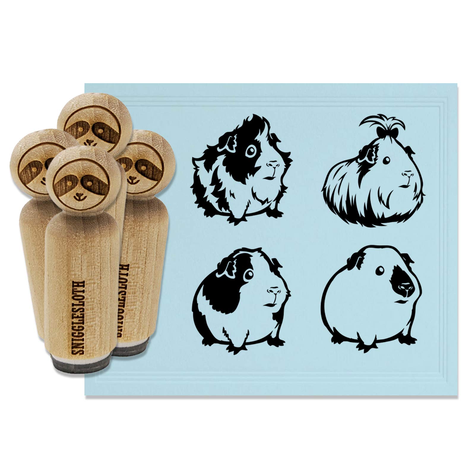 Guinea Pigs Himalayan Spotted Silkie Abyssinian Rubber Stamp Set for Stamping Crafting Planners - 1 Inch Medium