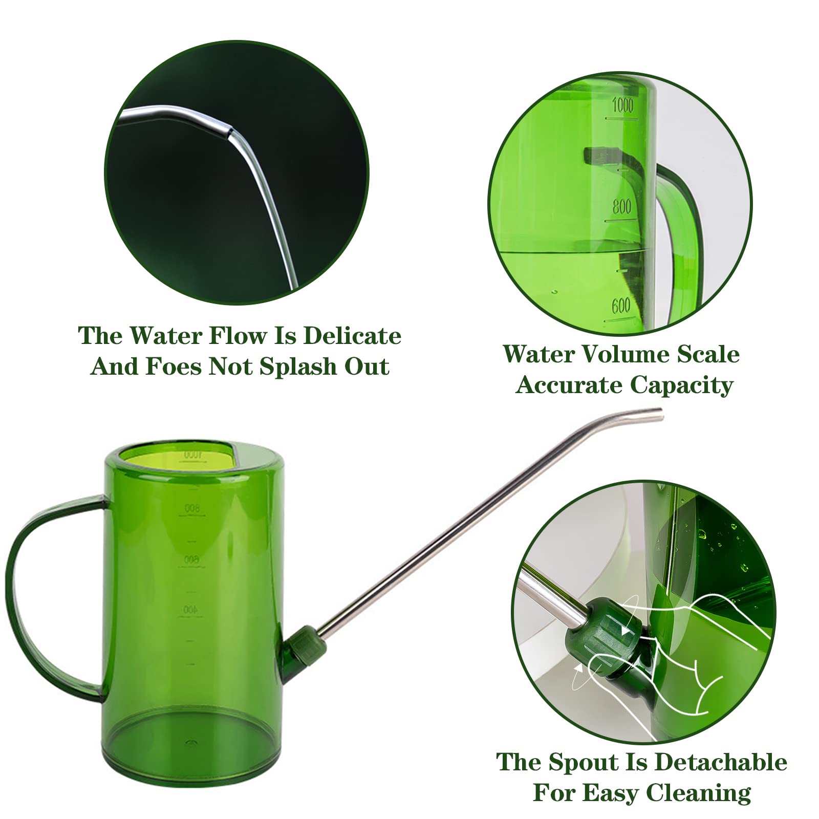 Mini annaffiatoio da 300 ml, in acciaio inox, con beccuccio lungo, piccolo annaffiatoio per piante, vaso da giardino per interni ed esterni (C) (B