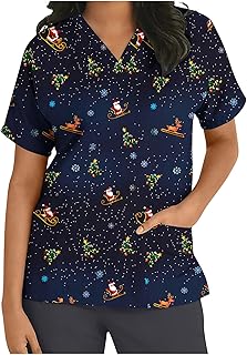 HAOLEI Christmas Scrubs for Women 2024 Medical Uniform Nurse