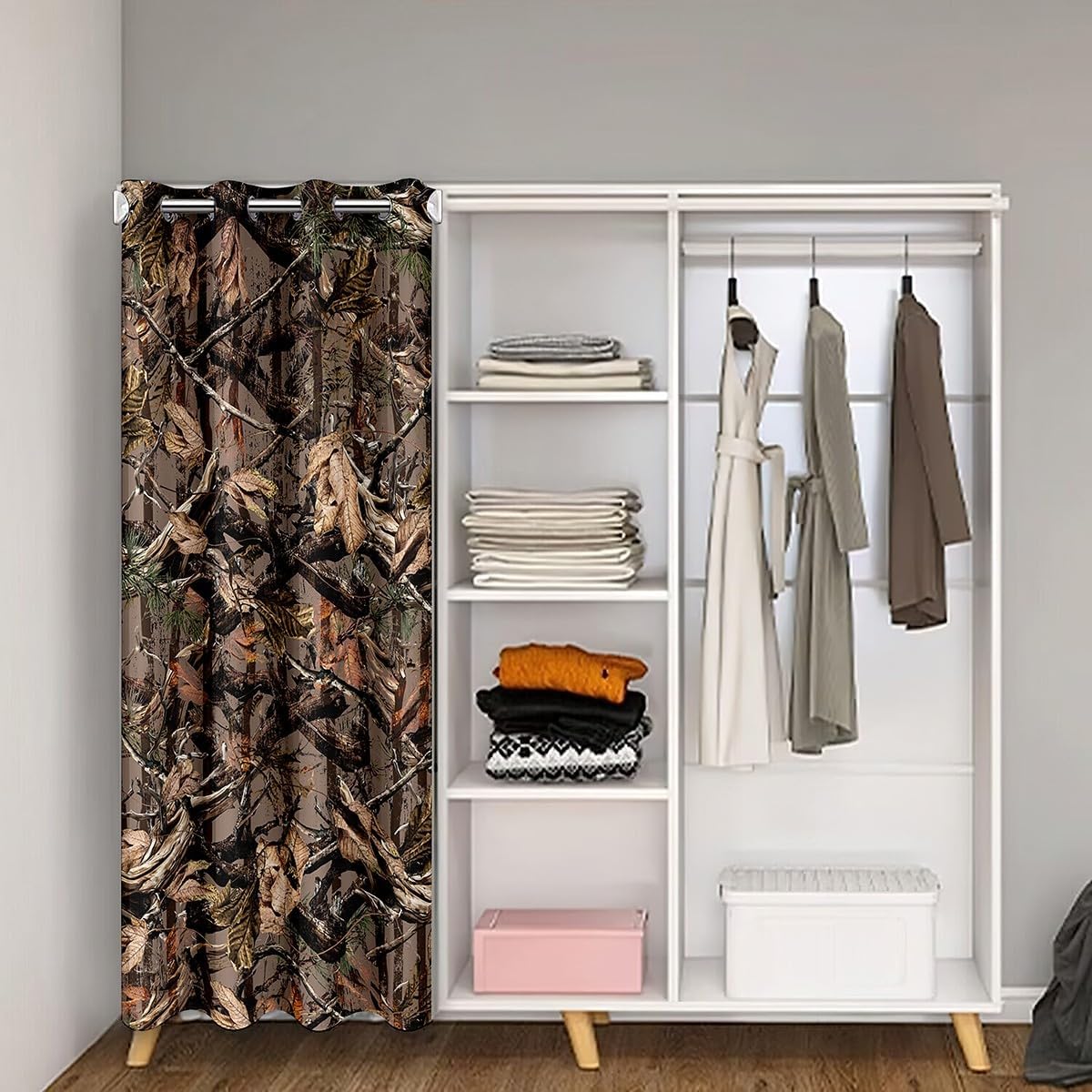 Feelyou Tree Branches Door Curtain for Doorway Privacy Wild Hunting Leaf 30%-50% Room Darkening Blackout Curtain 42x80 Inch 1 Panel Botanical Tree Closet Door Cover Curtain Nature Dark Brown