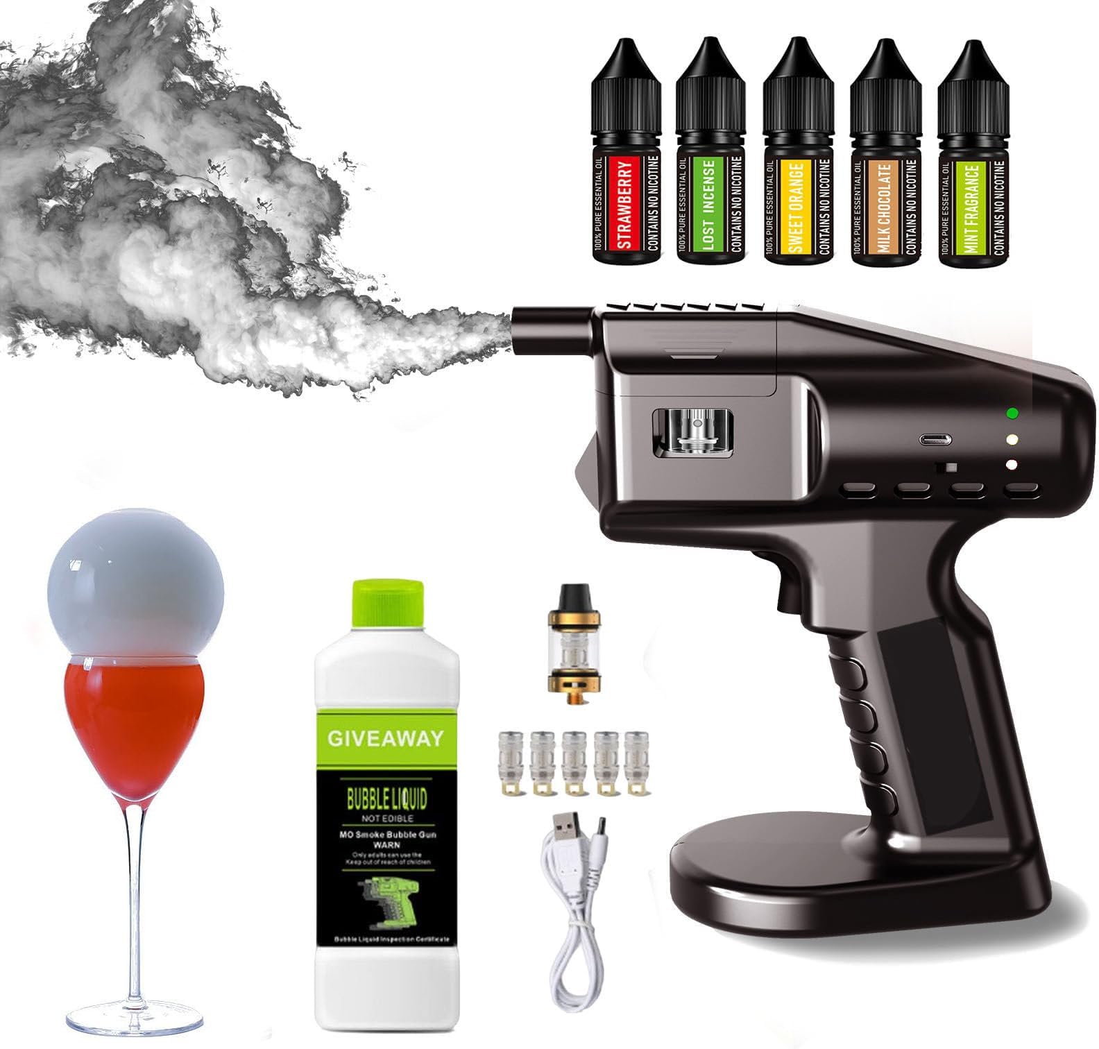 USB-Powered Smoke Infuser Gun, Cocktail Smoker Bubble Gun Kit, Portable Electric Cold Smoke Generator, Flavour Blaster, Smoking Machine