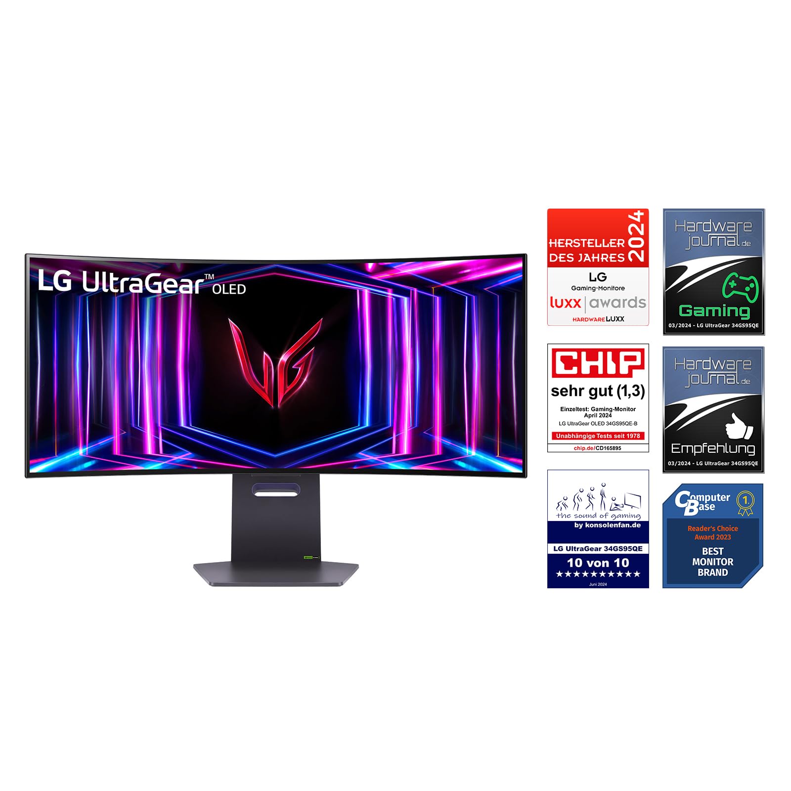 LG Ultragear™ 34GS95QE-B.AEU (34 Zoll) 21:9 Curved 800R UWQHD OLED Gaming-Monitor, 240Hz, AMD FreeSync™ Premium Pro, DisplayHDR™ True Black 400, 2X HDMI 2.1, Grau