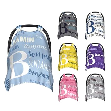 Personalized Baby Car Seat Canopy for Babies with Name, Custom Monogram Stroller Car Seat Covers for Boys Girls, Minky Nursing Carseat Cover for Breastfeeding, Car Seat Canopies for Infant Newborn