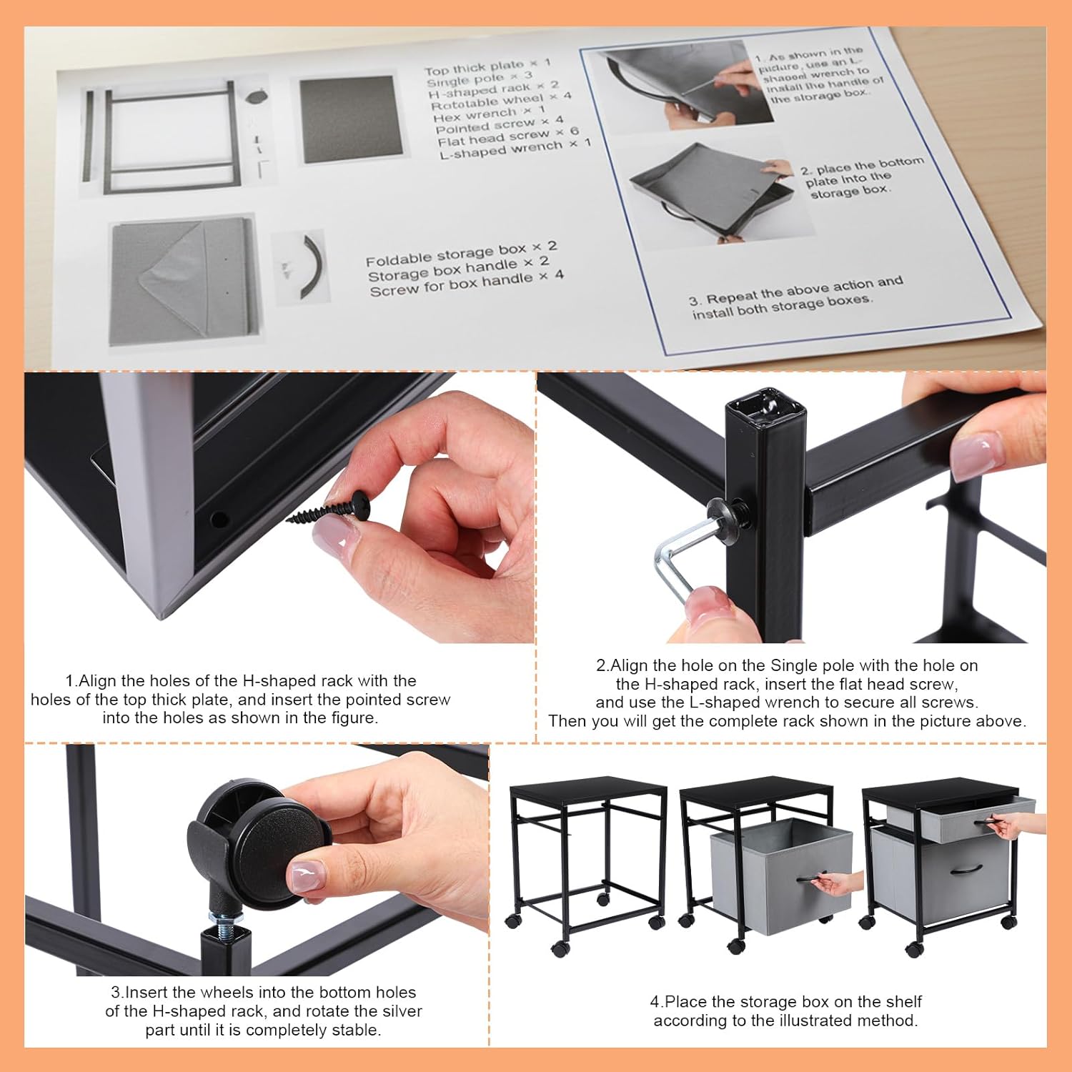 Rolling Mobile File Cabinet Cart with 2 Fabric Drawers A4 Letter Size Beside, Vertical Filing Cabinet on Lockable Wheels, Mobile Printer Stand Storage Under Desk for Home Office(Rustic Brown)