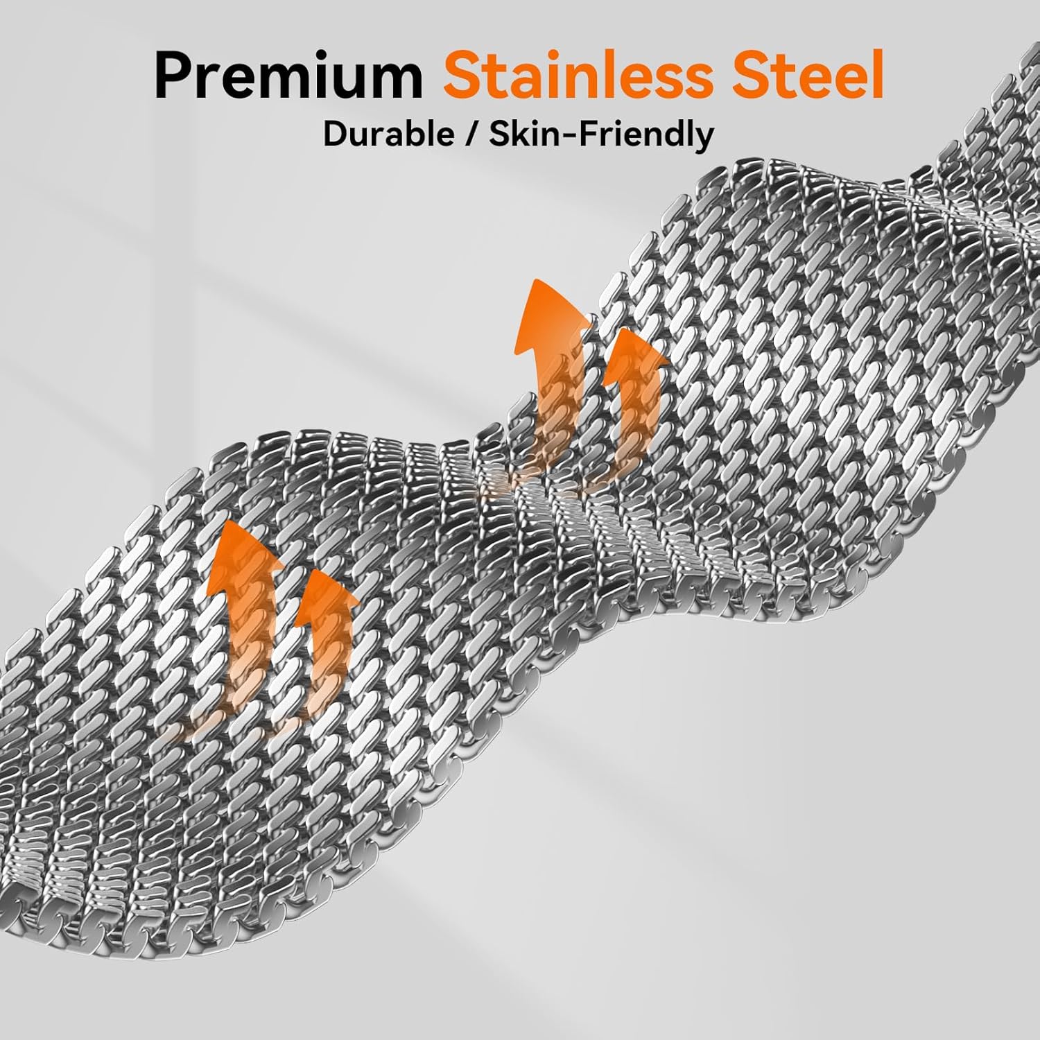 Milanese Loop for Apple Watch Ultra 3 Band Series 11 10 46mm 49mm 45mm 44mm 42mm SE 3/2/1 9 8 7 6 5 4 Men Women, Parachute-Style Buckle Stainless Steel Mesh Metal iWatch Replacement Strap - Image 4