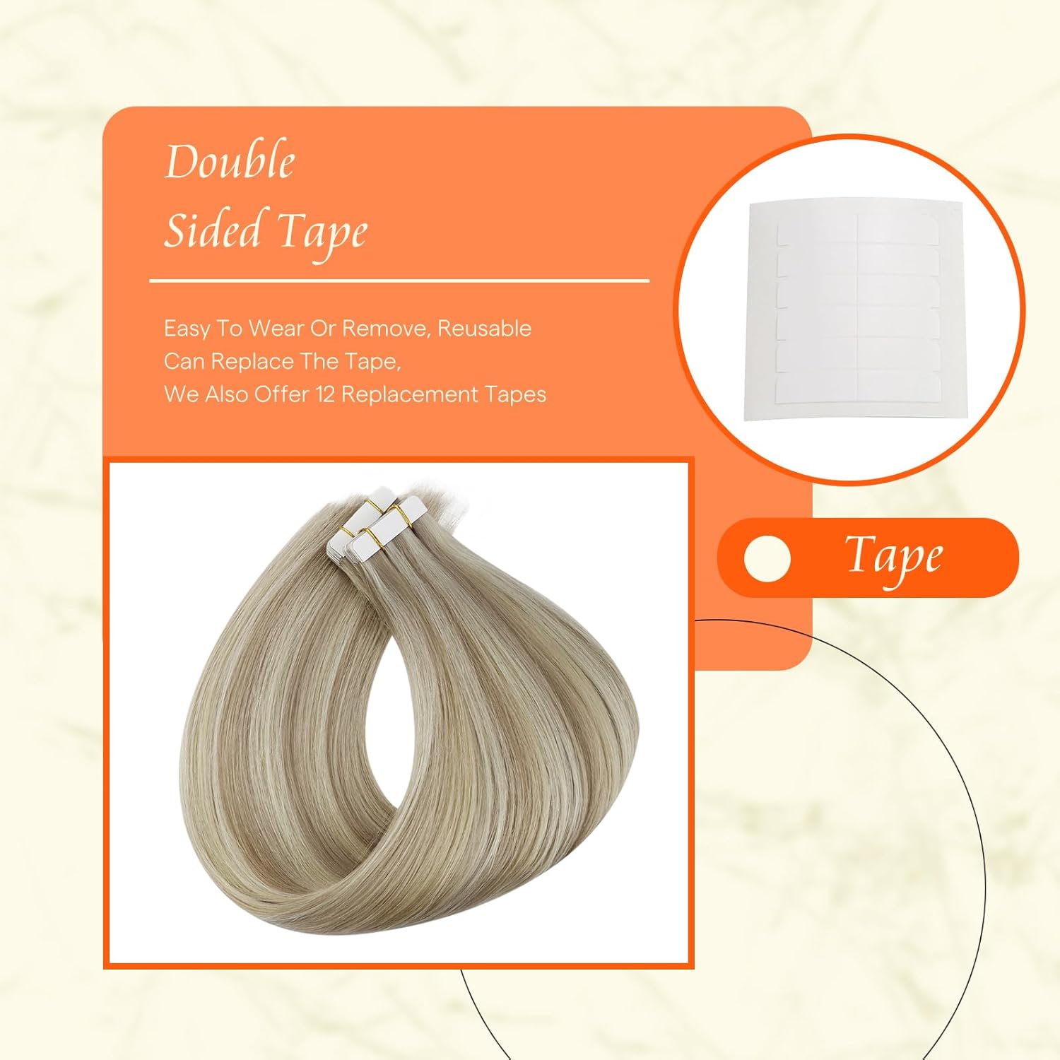 Full Shine Tape in Hair Extensions Human Hair 18 and 20 Inch Blonde Remy Human Hair Tape in Extensions Color 18/613 Ash Blonde Highlight Platinum Blonde Invisible Hair Extensions Tape in 20Pcs 50Grams