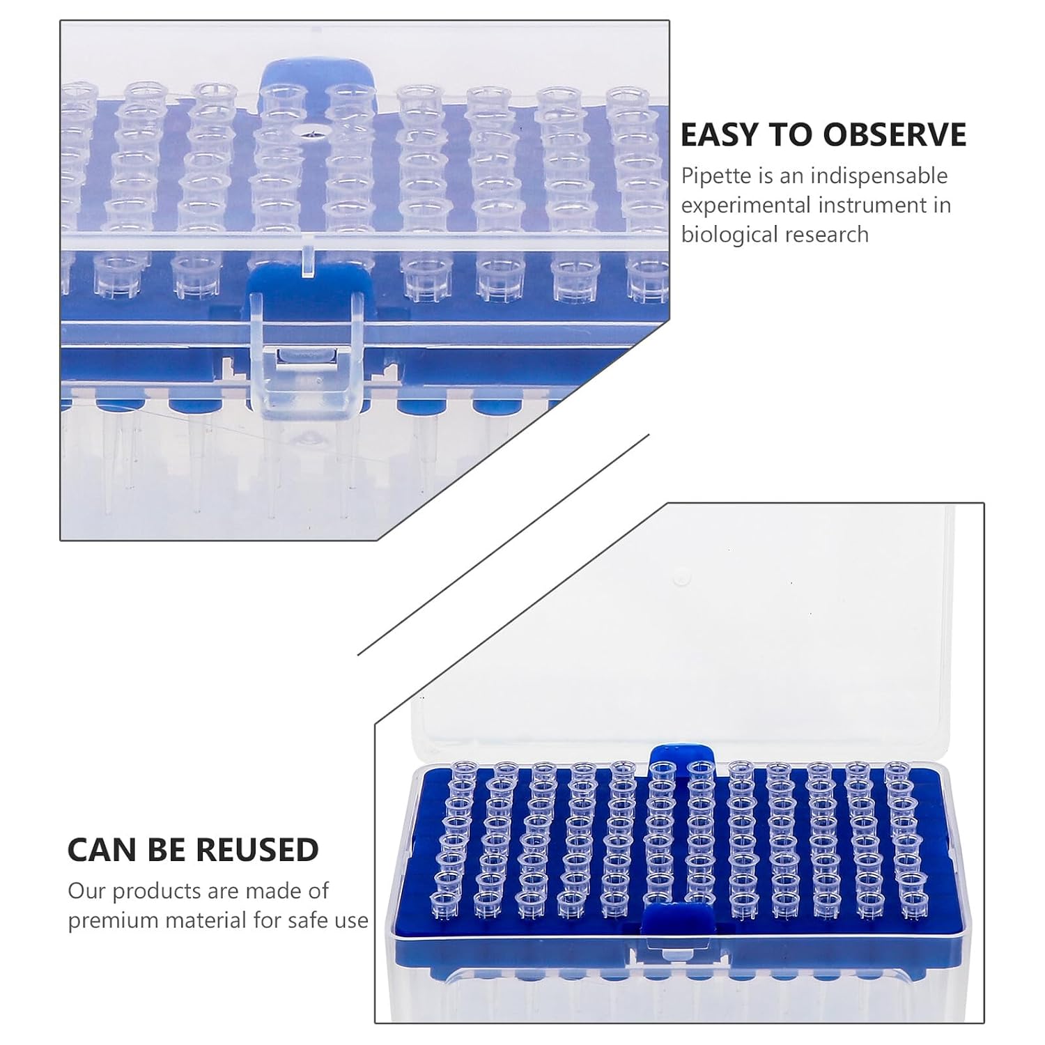 ABOOFAN 96Pcs Disposable Filtering Pipette Tips 1ml 10ul 200ul Leak-Resistant Micro Pipettor Accessory for Laboratory Liquid Transfer and Aerosol Experiments Smooth Inner Surface