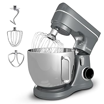 AGARO Elegant Stand Mixer, 1400W with 5.5L SS Bowl, 10 Speed Settings, Pulse Function, 100% Copper Motor, Includes Whisker, Beater, Dough Hook, Dark Grey