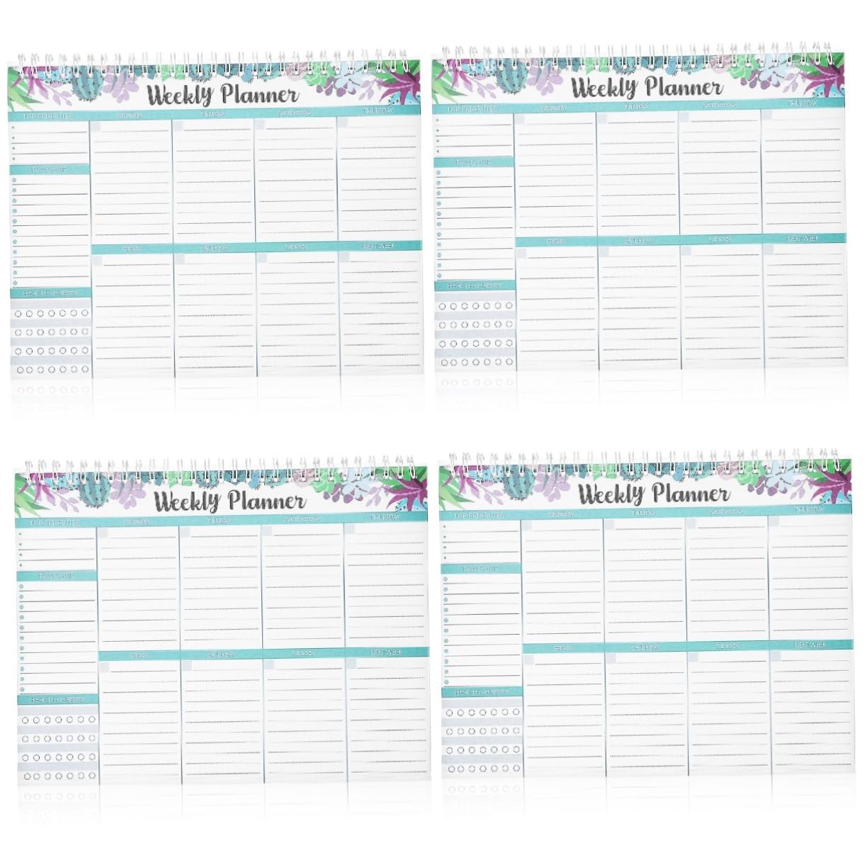 DOITOOL 4 Pezzi Planner Settimanale Scrivania con Attività e Tracker Abitudini Taccuino Organizzativo per Studenti Insegnanti e Ufficio Carta Resistente per
