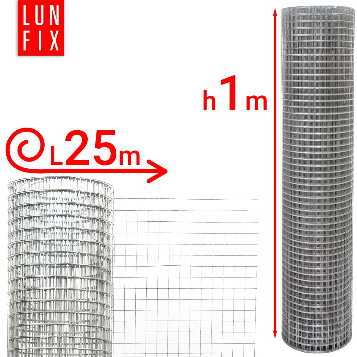 Volierendraht 19x19 mm 1.4 mm 1.0mx25m verzinkt Drahtgitter | Maschendrahtzaun Schweißgitter Hasengitter für Vogelvoliere Außengehege Rankhilfe Gartenzaun Kleintiergehege Hühnerzaun