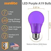 Vista 3 de Sunlite 80132 - Foco LED A19 (3 W, base mediana, 120 voltios, luz LED, 25,000 horas)