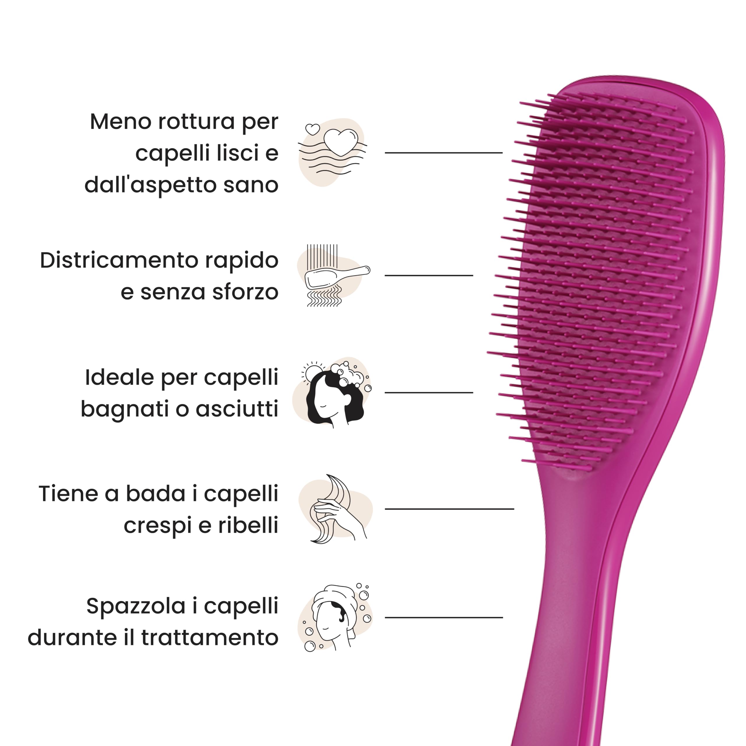 Tangle Teezer Ultimate Detangler - Districa i capelli bagnati e asciutti - Anti-rottura e scioglinodi. Design con setole a doppio livello - Spazzola adatta a tutti i tipi di capelli - Magenta