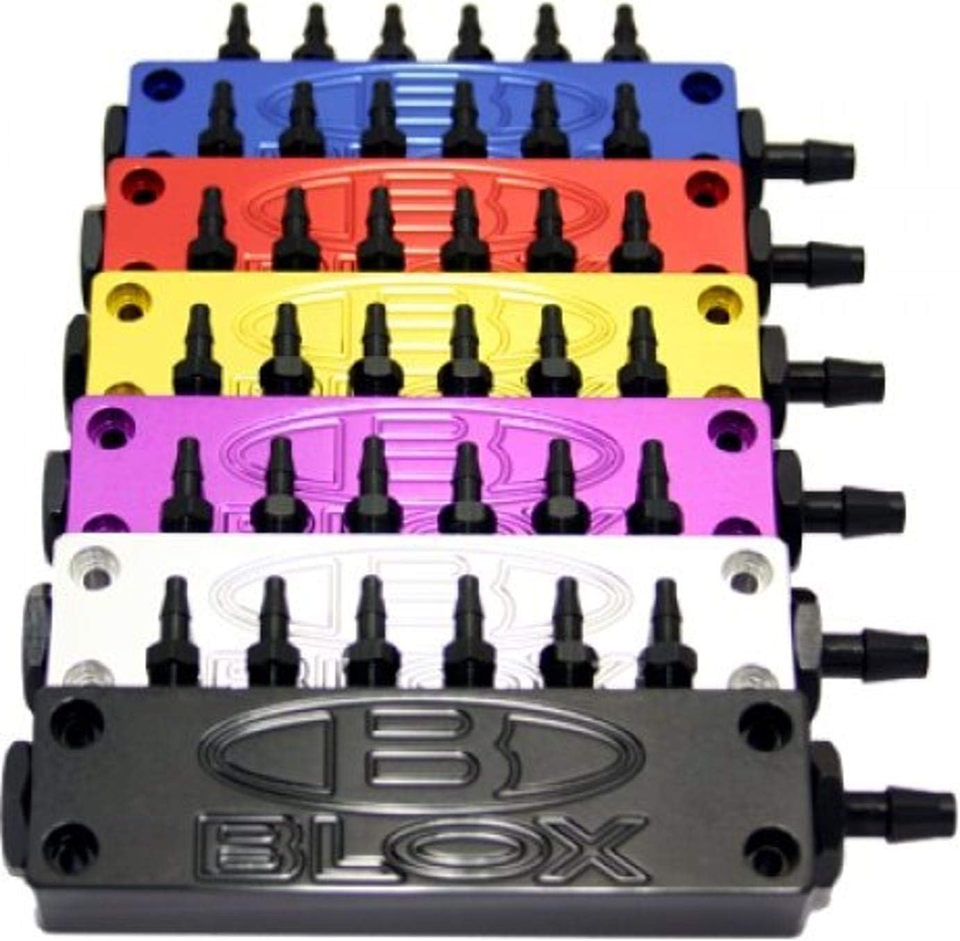 Surface-mount Vacuum Block - 6-Port; Billet Aluminum - Purple