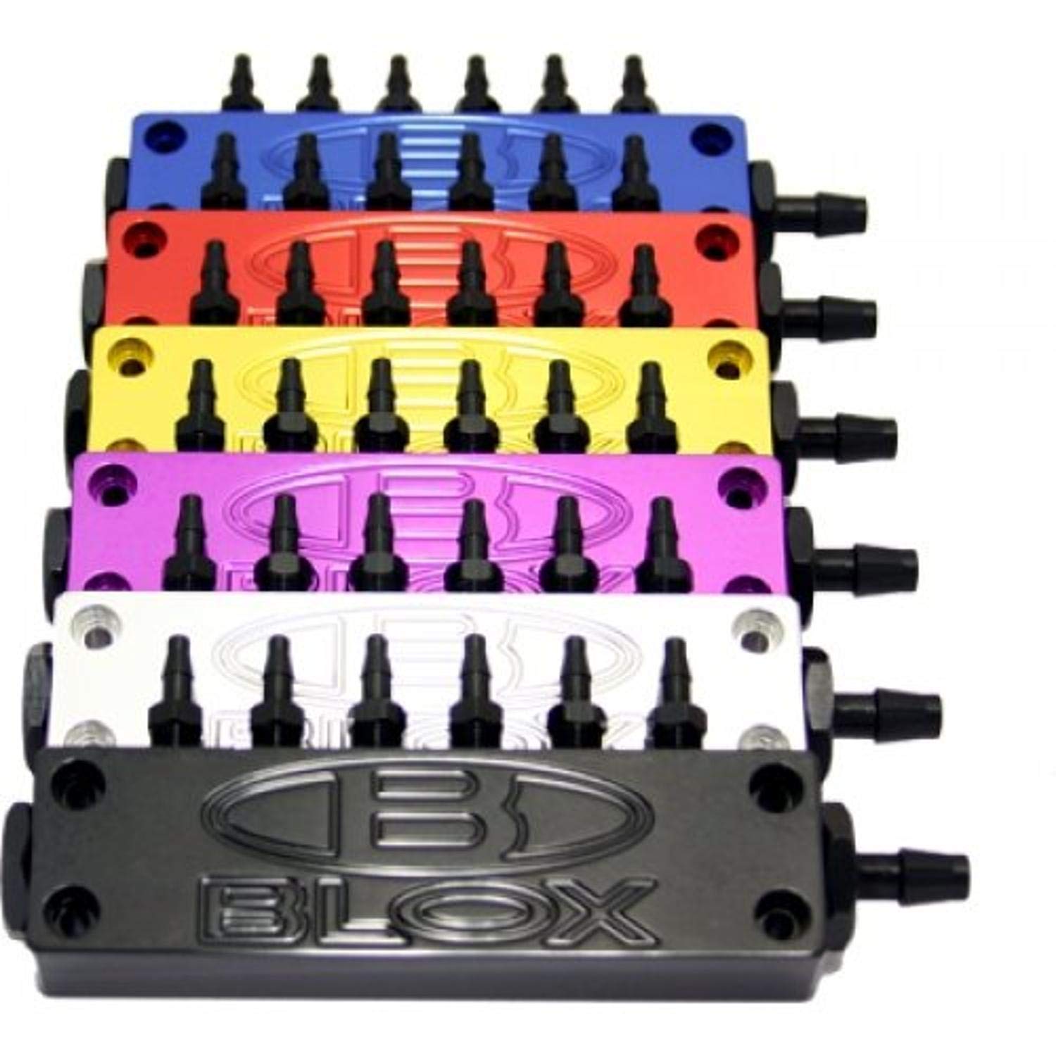 Surface-mount Vacuum Block - 6-Port; Billet Aluminum - Purple
