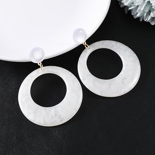 Miniatura 3 de Aretes de los años 70 para mujer, aretes de aro colgantes retro blancos de los años 70, joyería de discoteca, accesorios para mujer
