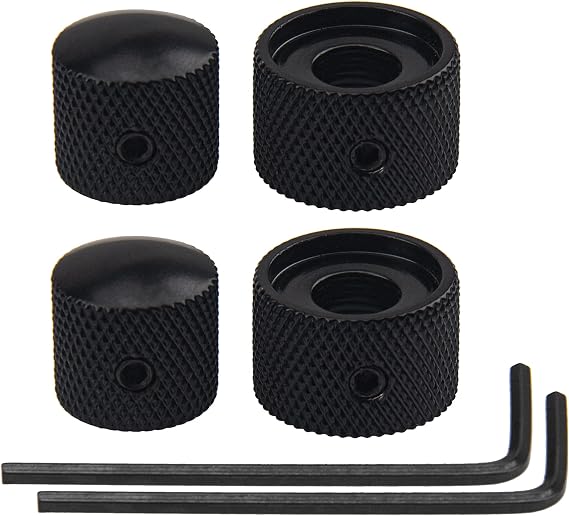2Pcs Yootones Metal Guitar Dual Concentric Stacked Control Knobs for Electric Guitar Bass (Black)