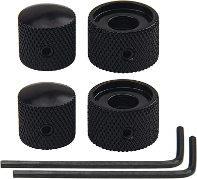 2Pcs Yootones Metal Guitar Dual Concentric Stacked Control Knobs for Electric Guitar Bass (Black)