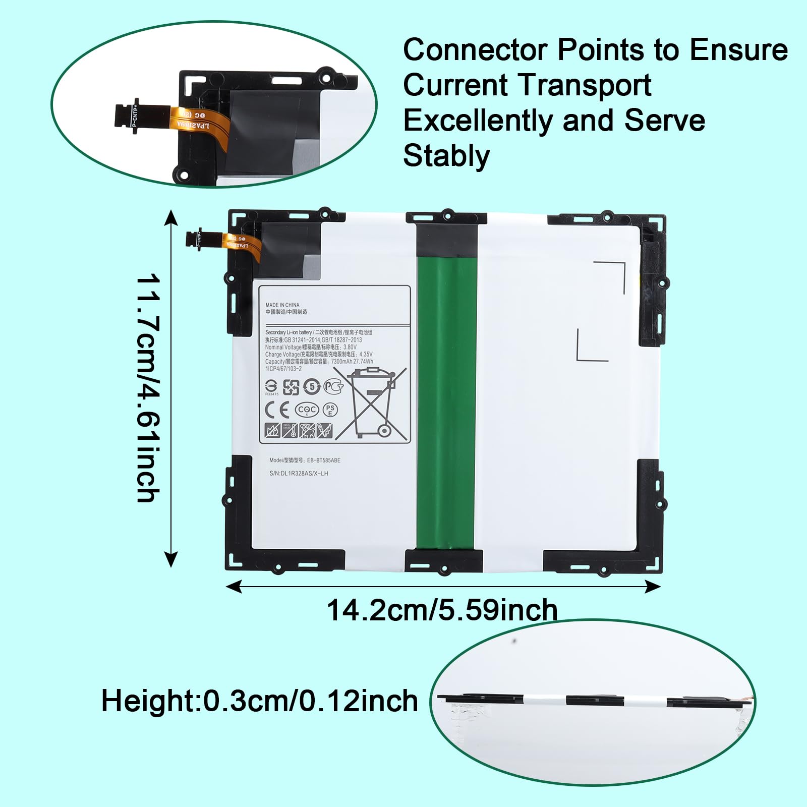 EB-BT585ABE Batería Compatible con Samsung Galaxy 10.1 2016 SM-T580 SM-T585 SM-P580 SM-P580N SM-T585C SM-P585N SM-P585Y SM-T587 SM-T587P Serie