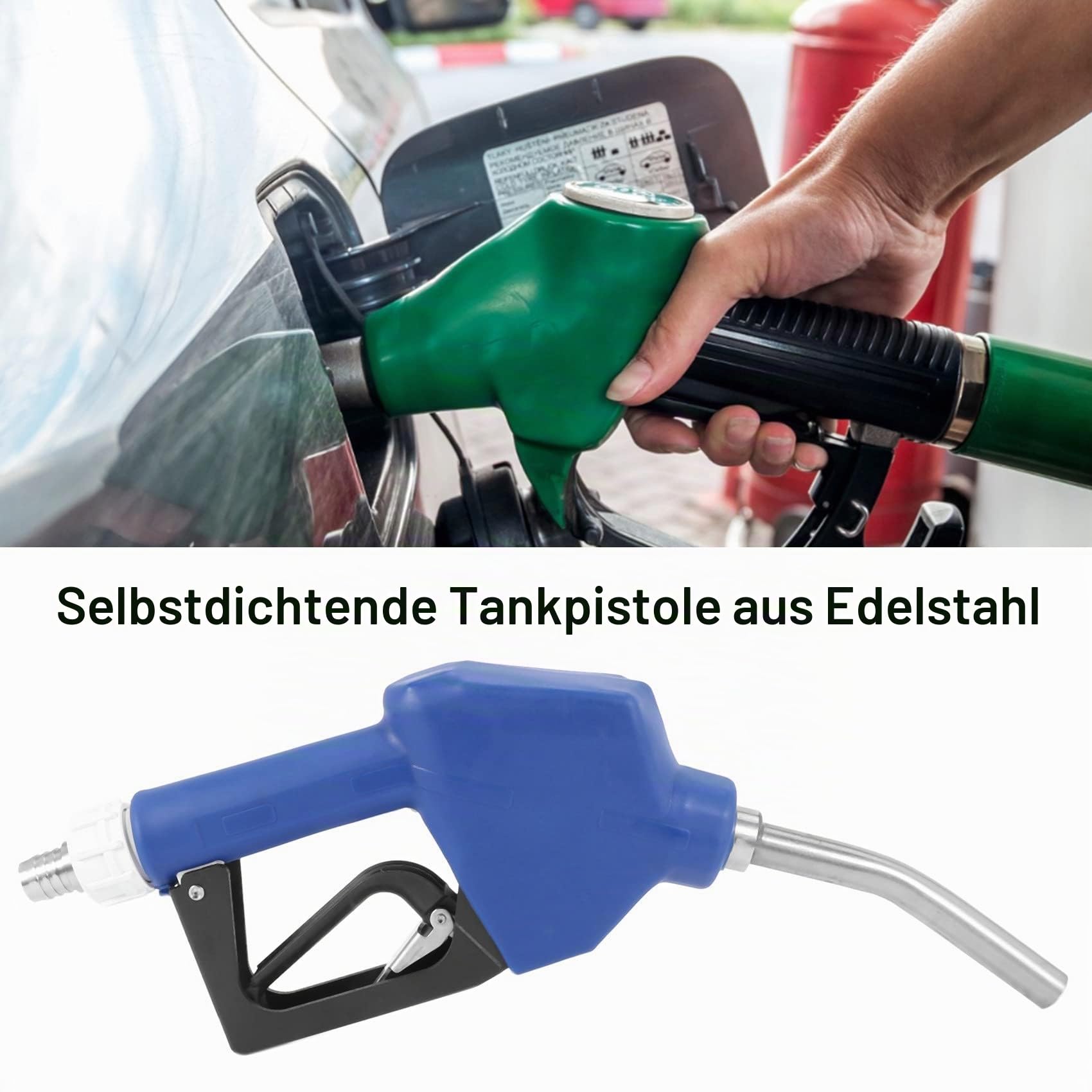 3/4 NPT Automatik DEF/AdBlue Düse Edelstahl mit Schwenkbarer DEF Pumpe,Auto Treibstoff Pistole,Manueller/Automatischer Düse, Frostschutz Aufroller Blau