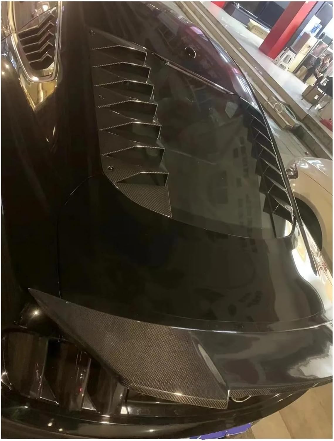 Rear Window Louver Compatible for Ford Mustang ABS Material 2015-IN Gloss Back Louvers Rear Window Louver