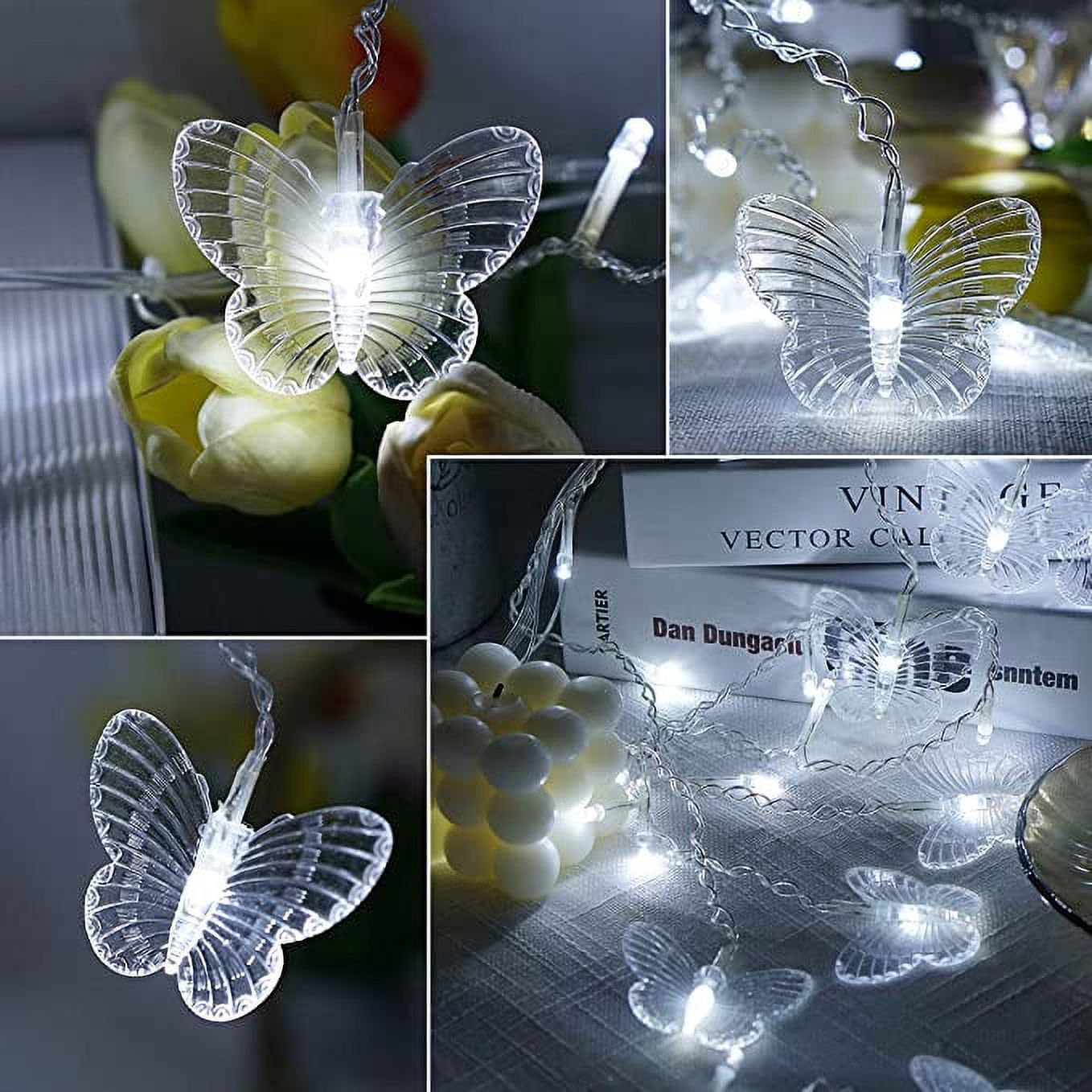 Lainin String Lights 13FT 96 LED Curtain Lights 18 Butterfly Drops Twinkle Lights 8 Modes Fairy String Lights for Party Indoor Outdoor Room Garden Wall Wedding Christmas Xmas Decorations (White) image 3