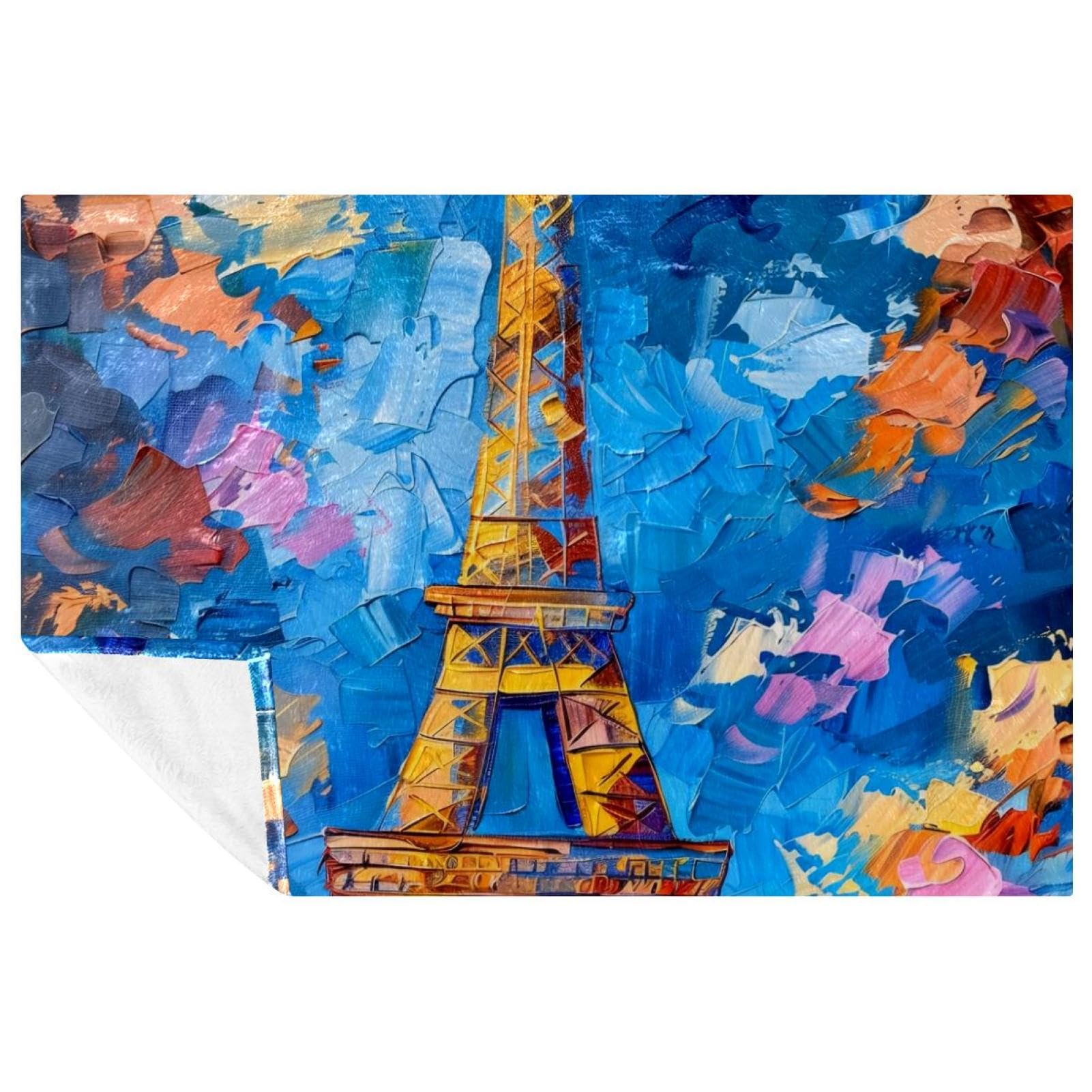 Couverture Tour Eiffel contre le froid : plaid doux de lit et canapé