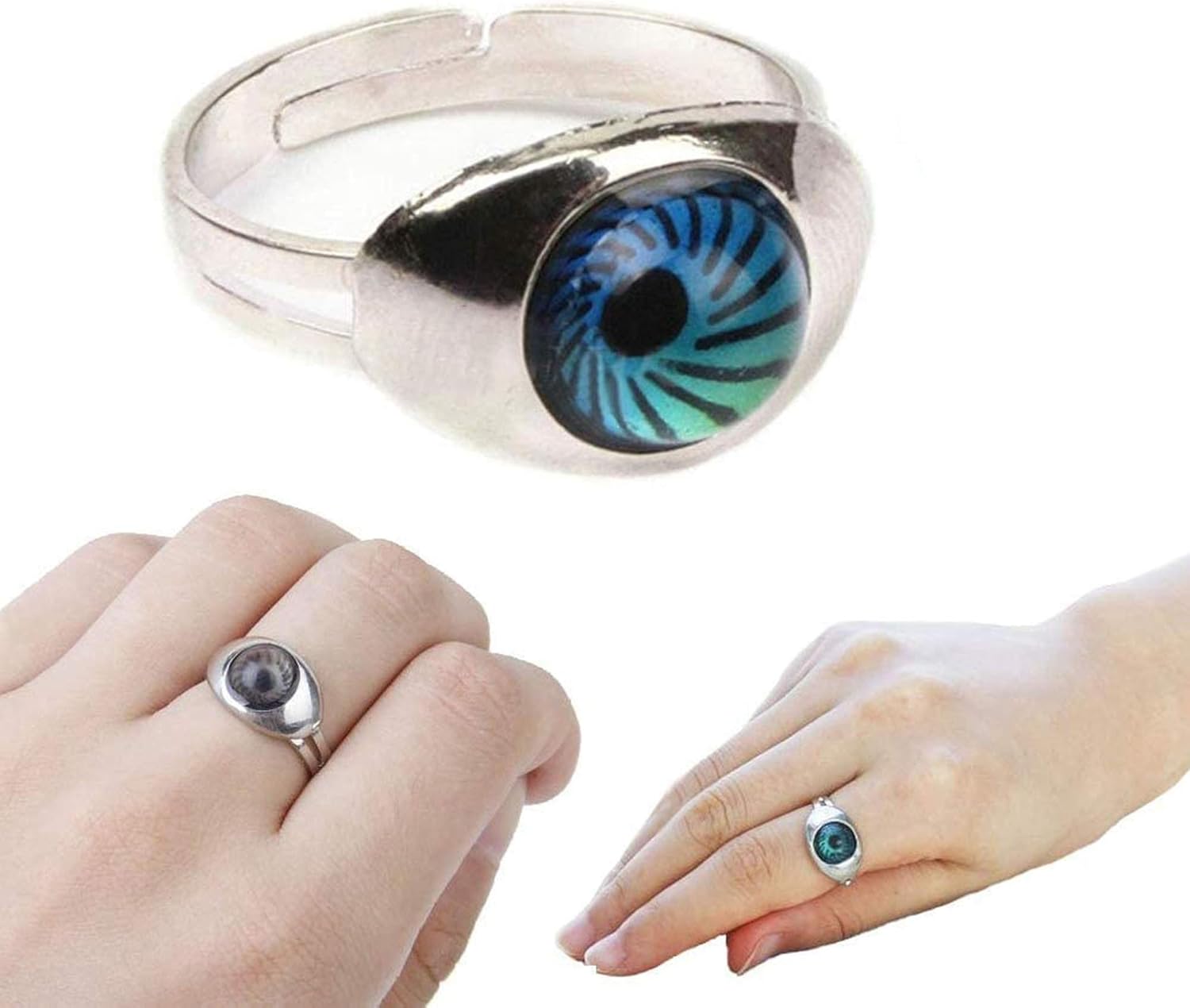 Adjustable Mood Ring Magic Eyes Finger Ring, Set of 3 (Magic Eyes)