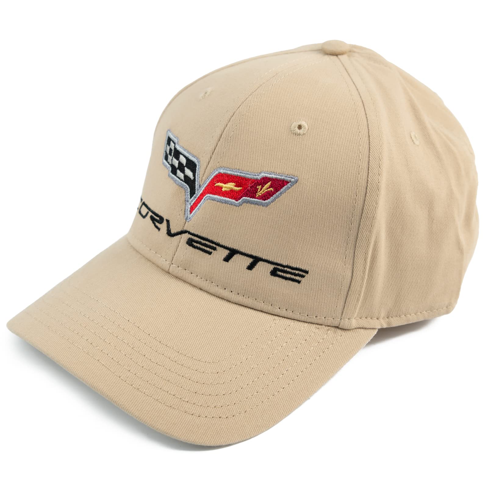 HEM HIGH-END MOTORSPORTS Cap for C6 Corvette, Grey/Black/Pink/Tan Hat with Embroided Flag Logos (Tan)