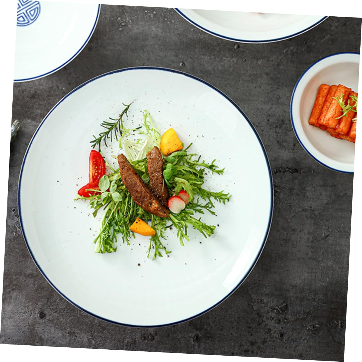 Cabilock Ceramic Tall Fruit Bowl Foot White Glazed Multi-purpose Party Bowl Fruit Vegetable Storage Serving