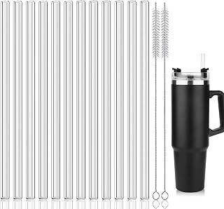 12pcs Replacement Straws for Stanley Adventure Travel Tumbler 40oz, with Cleaning Brush Silicone Replacement Straw Reusable Plastic Straws for Stanley Cup 40 oz Water Jugs(30cm / 11.8inch Long)