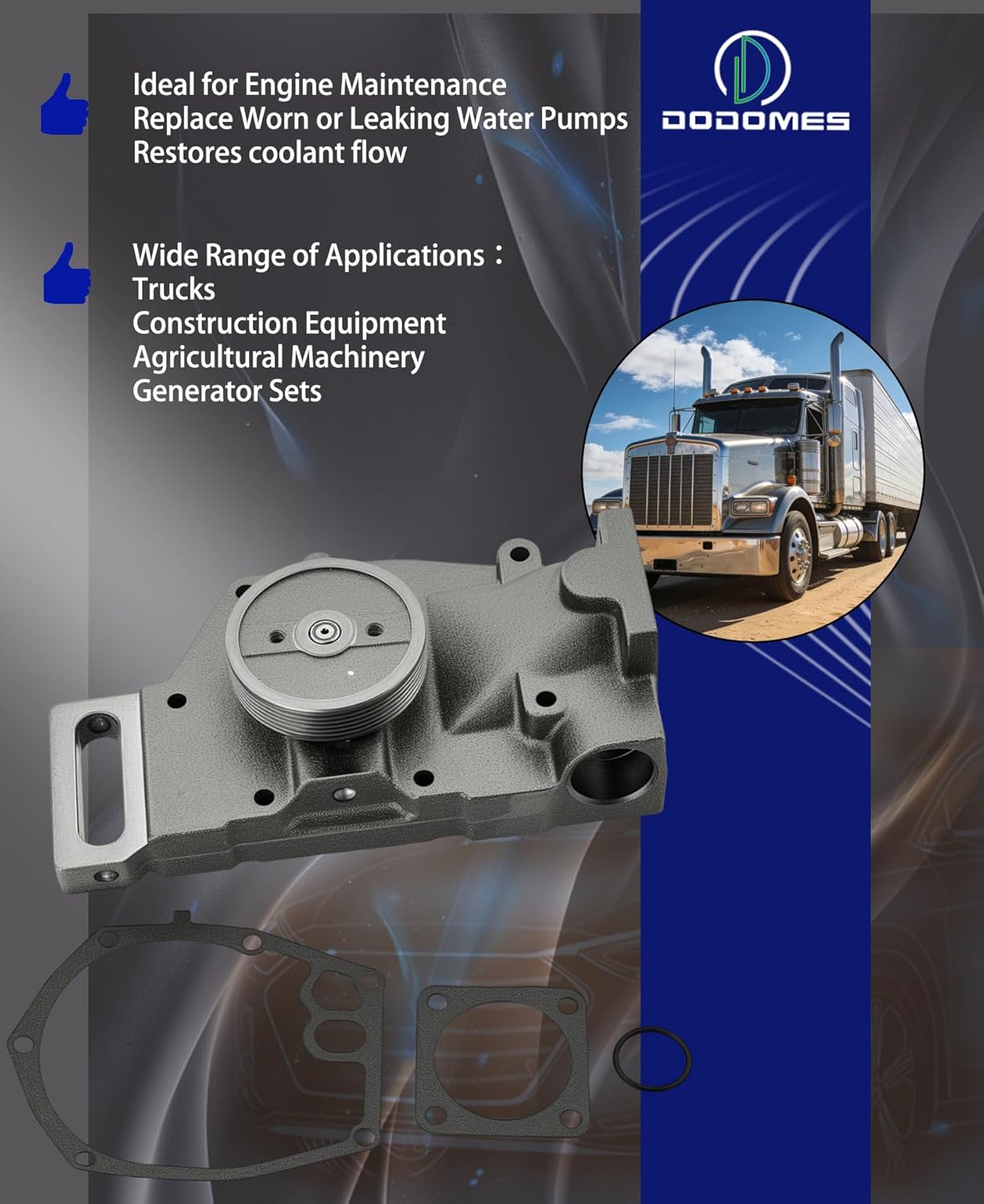 Water Pump For Cummins N14 Engine For 2001-2002 Freightliner Columbia 98686HM Heavy Duty Diesel Engine Cooling Pump Replaces OEM 3803605, 3803361, LYWP111409, 3067998, 3076529, 3803605RX