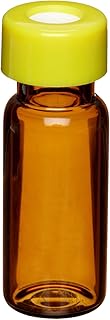 Wheaton W225152-0207 Borosilicate Glass 1.8mL Vial with 0.005 Red PTFE/0.035 Silicone Lined 9mm ABC Screw Cap, Amber/Green (Case of 100)