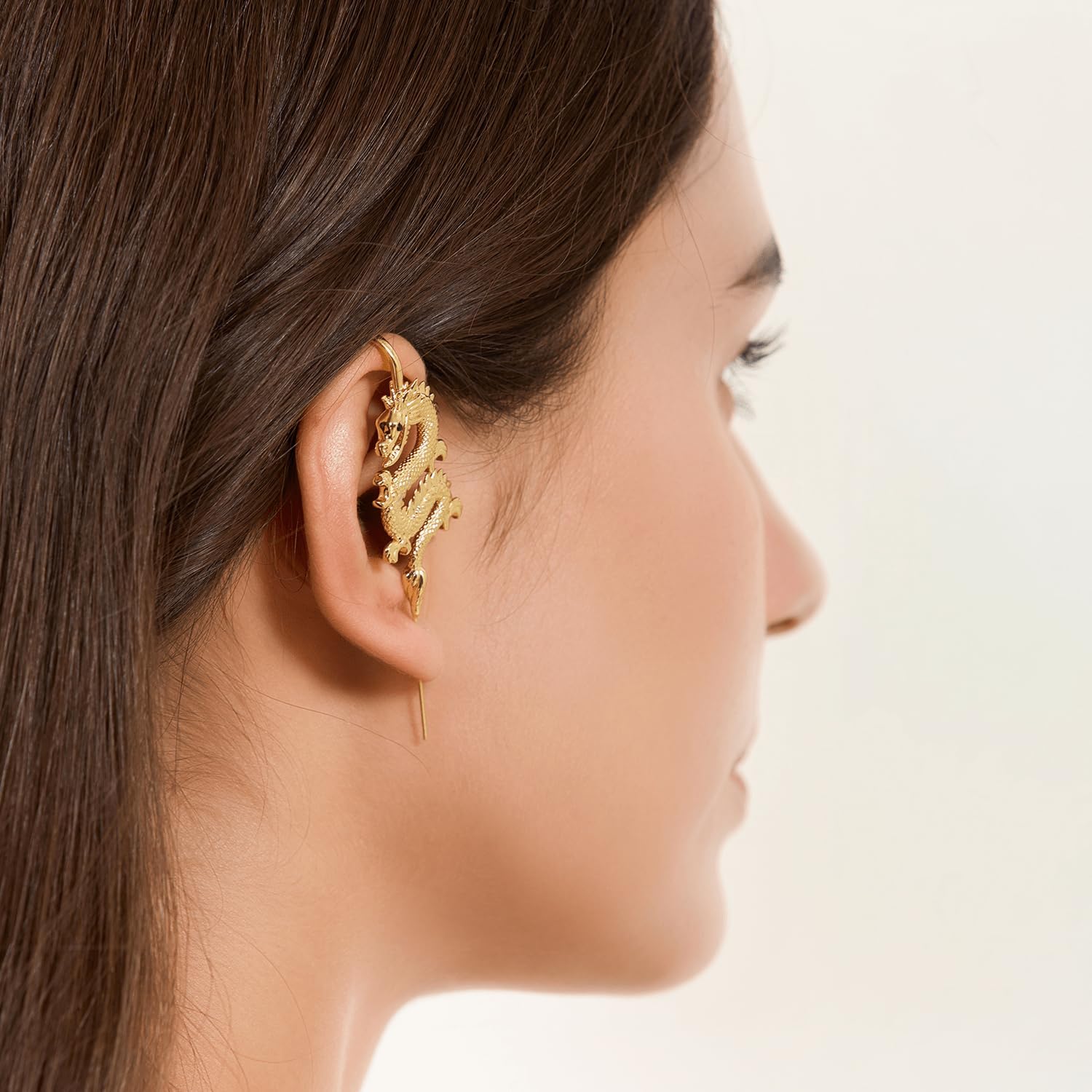 Tianlong Dragon Helix Hook Earrings – Adjustable, Hypoallergenic, Unisex Ear Cuff Style