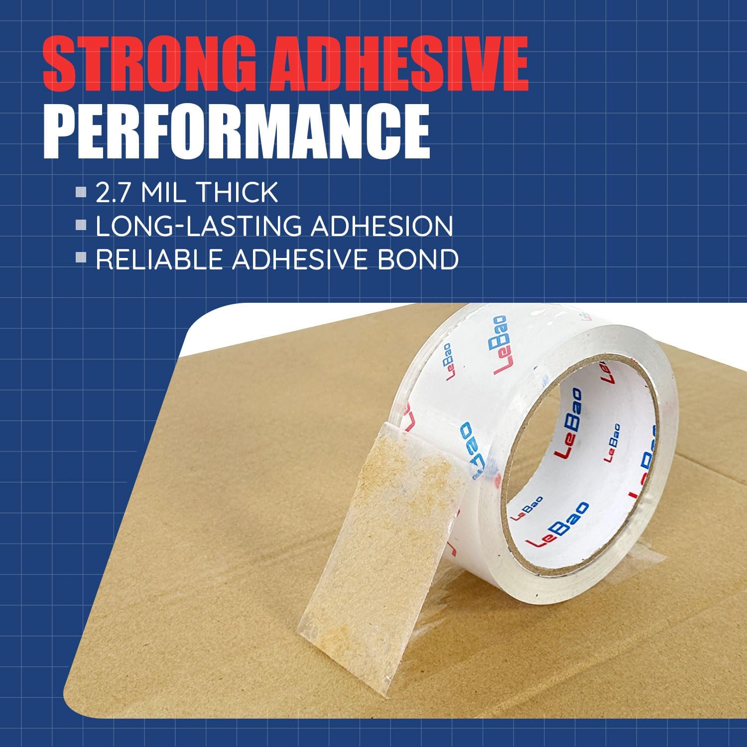 Cinta de embalaje resistente con dispensador, cinta de embalaje transparente HD fuerte, 12 rollos de 1.9 pulgadas x 60 yardas x 2.7 mil, sellado seguro para cajas de mudanza de cartón, suministros de