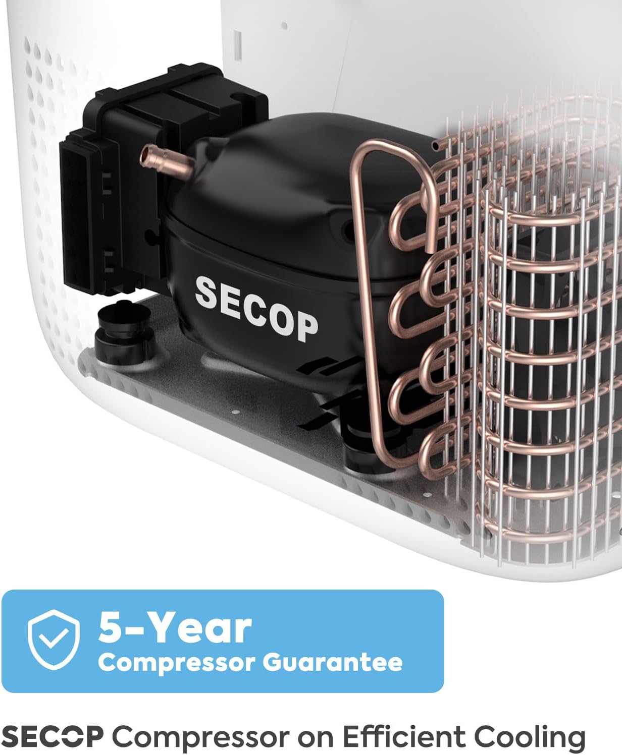 ICECO GO20 21 Quart/20 Liter Dual Zone 12 Volt Refrigerator, Portable Refrigerator with Secop Compressor, Electric Cooler, DC & AC, 0℉ - 50℉, Compressor Cooler for Outdoor, White