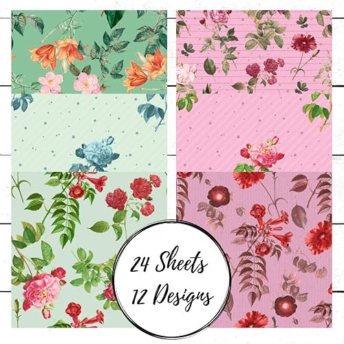 Miniatura 3 de Floral Scrapbook Paper Pattern Paper Double Sided 8.5x8.5 Floral Design Paper for Card Making, Origami, Art Craft Projects and Scrapbook Journal 24