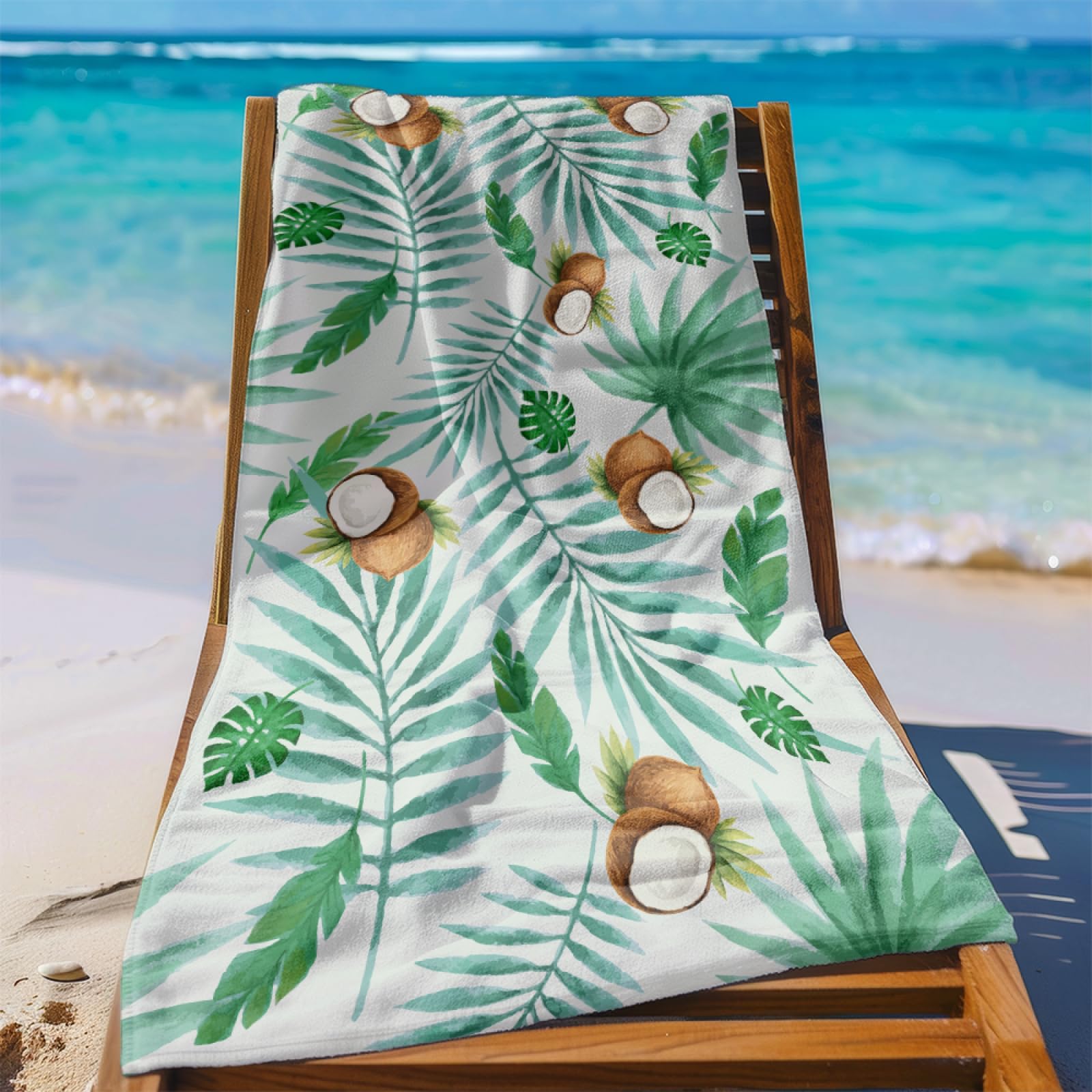 Tapis de Plage XXL Anti Sable Noix De Coco Brune Serviette Piscine Adulte,Natte De Plage Pliable, Voyage Accessoires De Plage Camping,Serviette de Bain Personnalisée