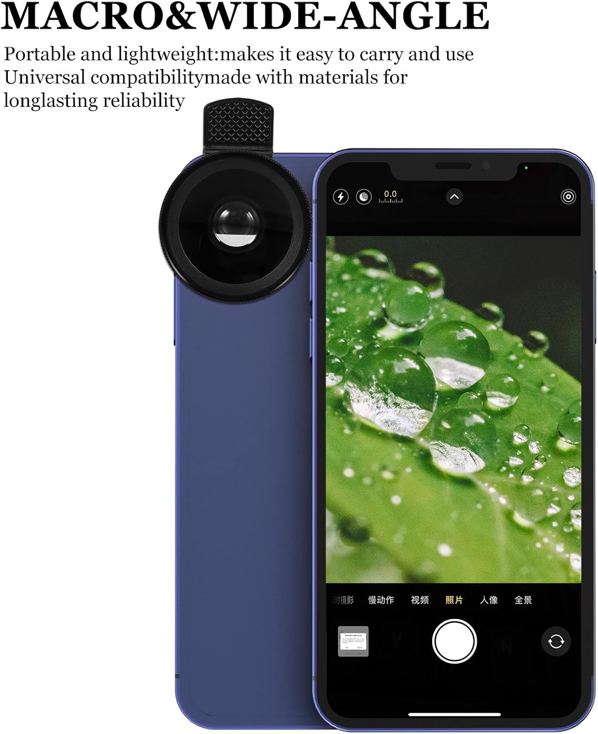 Wide Angle Macro Lens Kit for Smartphone with Clip Universal Mobile Phone Camera Lens Attachment for Professional Photography Black Lightweight Portable