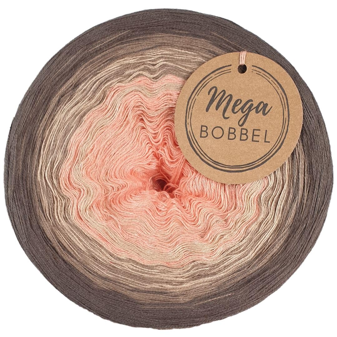 MegaBobbel*Geheimnis*A382* (Außenfarbe: Taupe) Farbverlaufsgarn - Lace Garn Bobbel Wolle zum Häkeln & Stricken (4 fädig, 3750m)