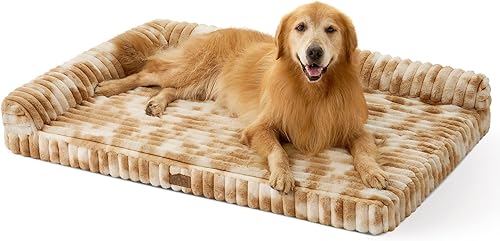 Miniatura 12 de Bonita cama para perro, cama ortopédica de espuma de conejo sintética con lados, funda extraíble lavable y forro impermeable, cómodo sofá para