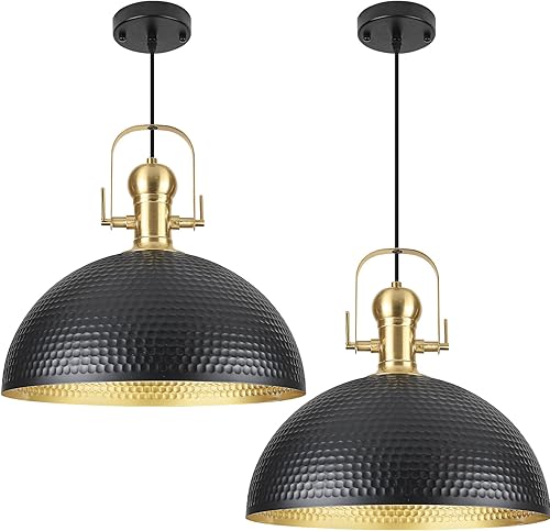 Miniatura 13 de Luces colgantes martilladas, lámpara colgante dorada 1 paquete Dorado,Negro,Pipe-negro-2