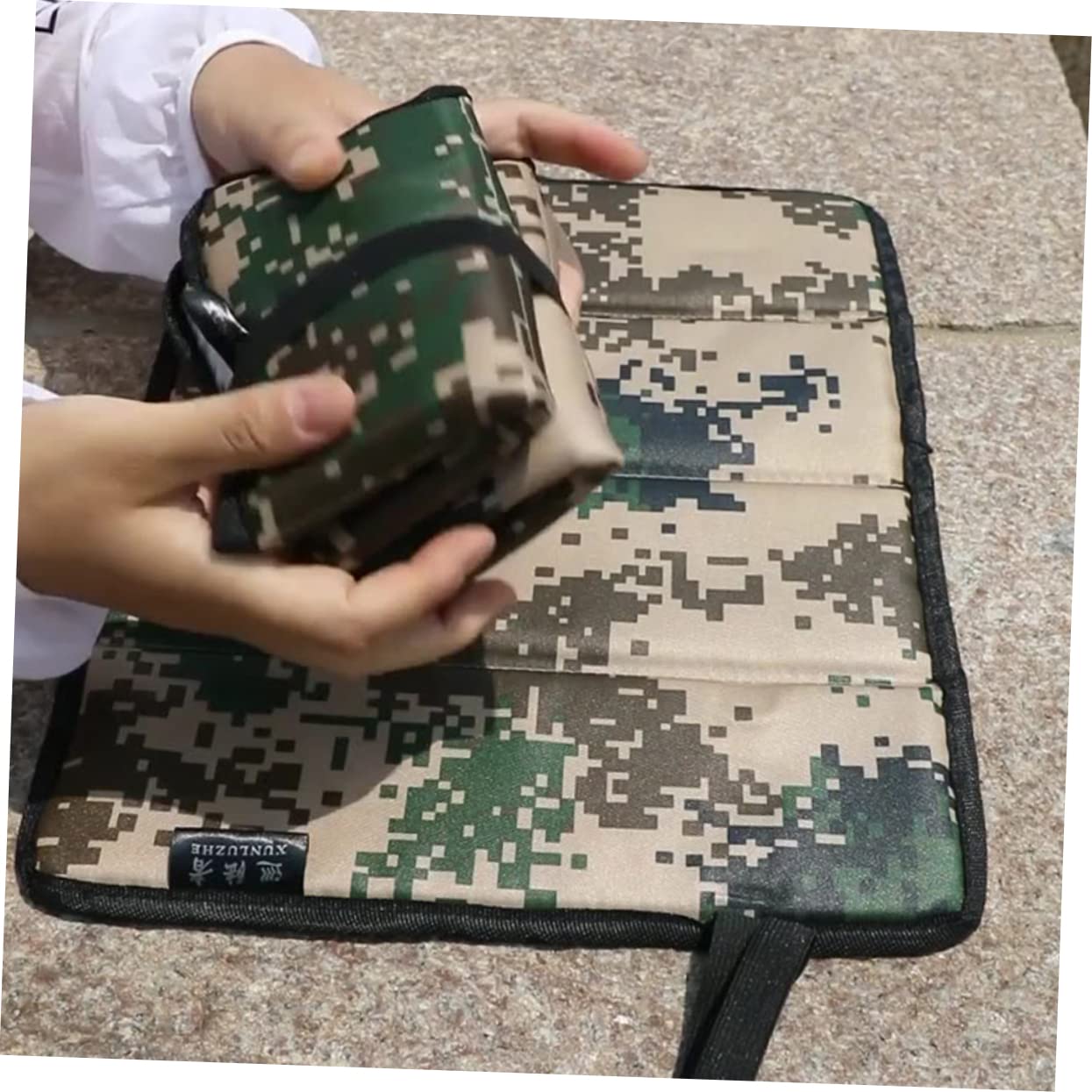 HANABASS 2 Series Cojín De Asiento Impermeable Cámping para Plegable Doblar Cojín del Asiento Almohadilla Senderismo Cojines De Asiento Al Aire Libre Algodón Perlado Camuflaje 4 Piezas X 2