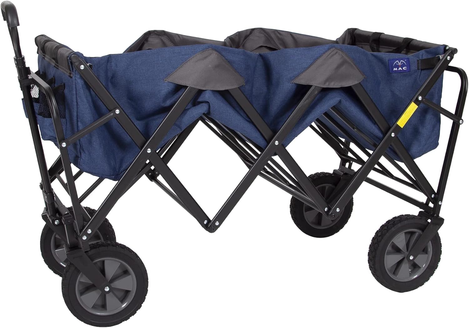 MacSports 52" Extra Long Extender Wagon Cart Heavy Duty Collapsible Wagon Cart with All-Terrain Wheels - Portable Lightweight Folding Cart for Sports Events, Vacations, and More (Navy Blue) : Patio, Lawn & Garden