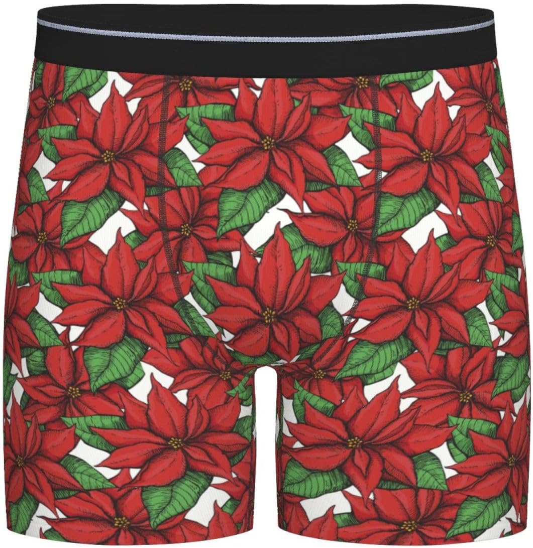 Poinsettia Christmas Flower Mens Underwear Boxer Briefs
